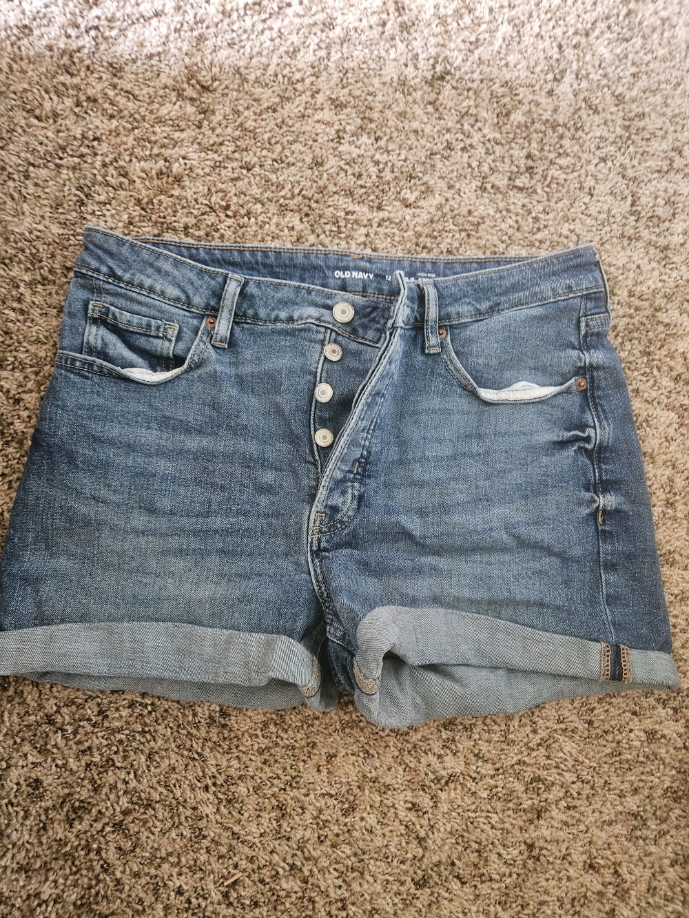 Old Navy Medium Blue Denim Roll-Cuff Women's Shorts